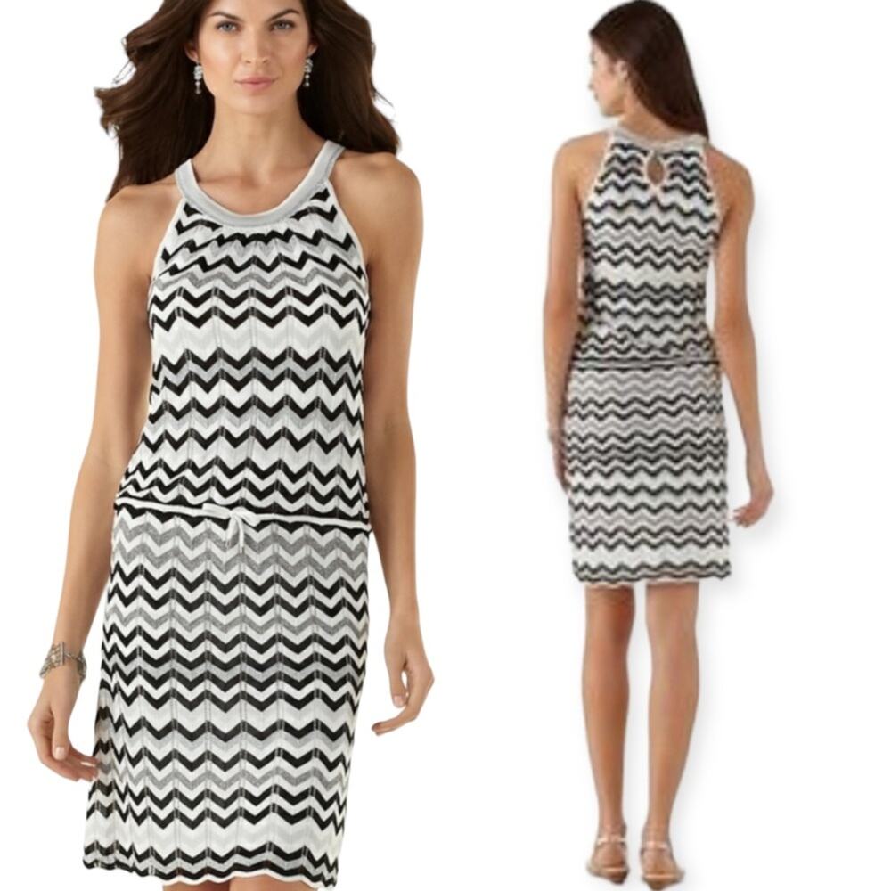WHBM White House Black Market Chevron Stripe Chemise Sweater Dress Size S